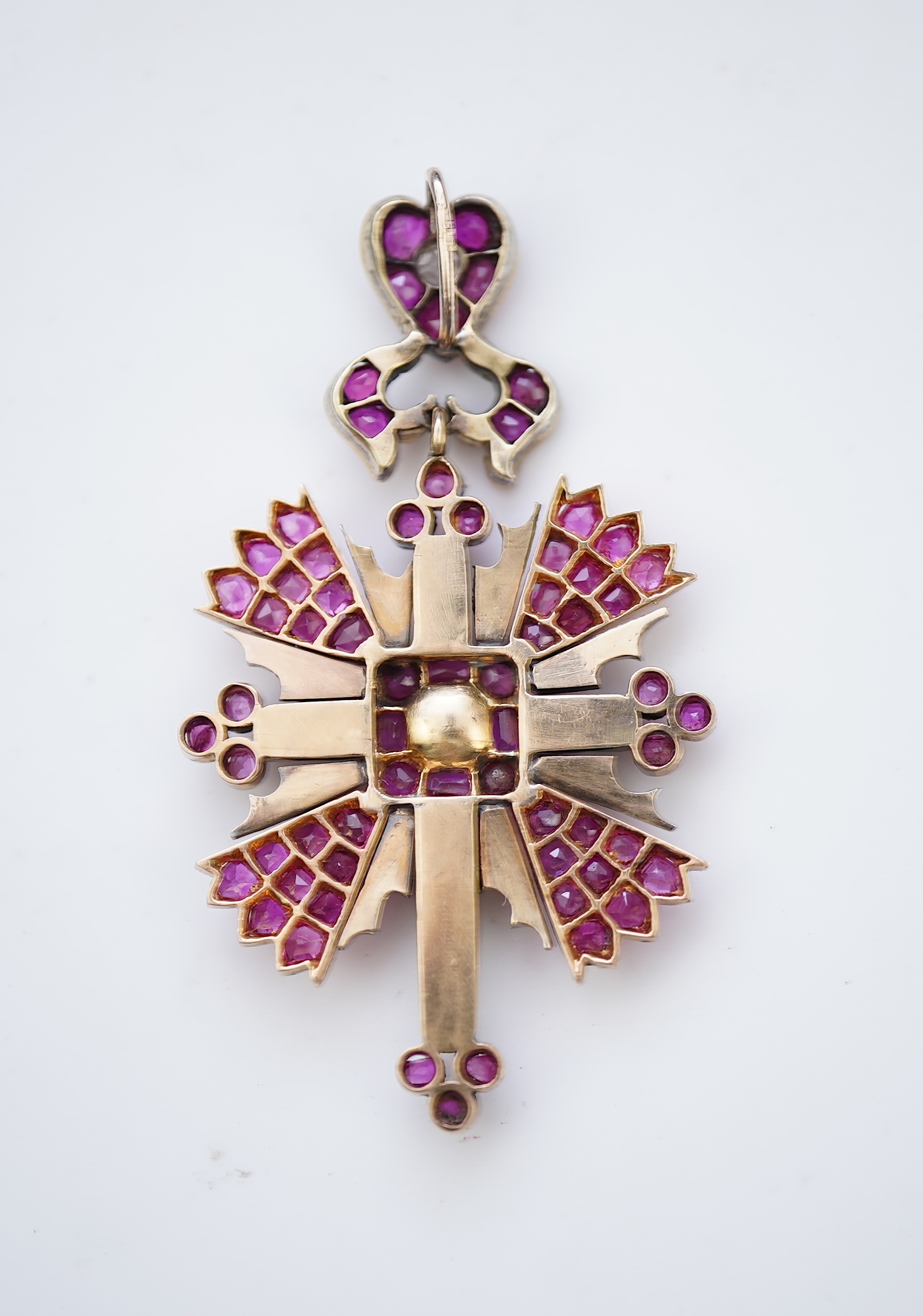 A rare ruby and diamond pendant, early 19th century